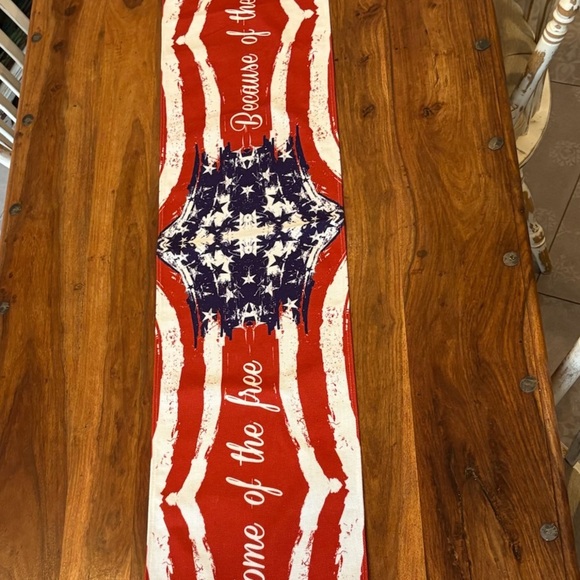 Patriotic Americana Table Runner Red White Blue Stars Stripes Independence - Picture 7 of 9